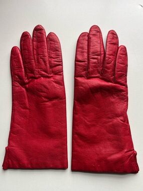 Fownes Classic Red Leather Gloves, Size 7.5